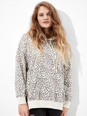 American Eagle Oversized Leopard Print Hoodie
